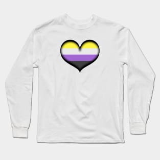 Large Vector Heart in Non-Binary Pride Flag Colors Long Sleeve T-Shirt